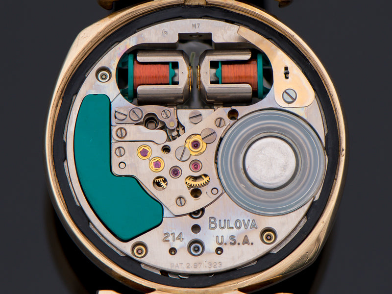 Bulova Accutron Spaceview 14K Yellow Gold Watch Tuning Fork 1960 movement