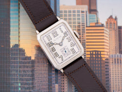 Glycine Art Deco Engraved White Gold Filled Watch