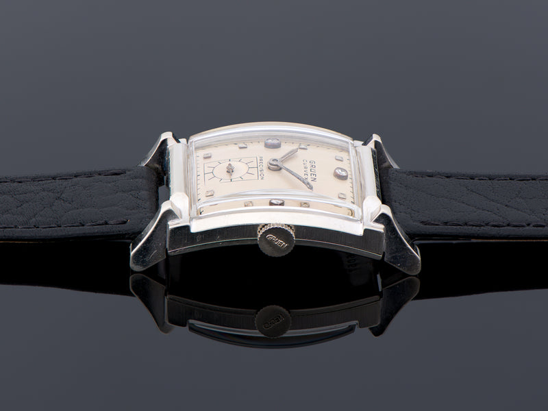 Gruen Curvex 14K White Gold Diamond Dial Watch