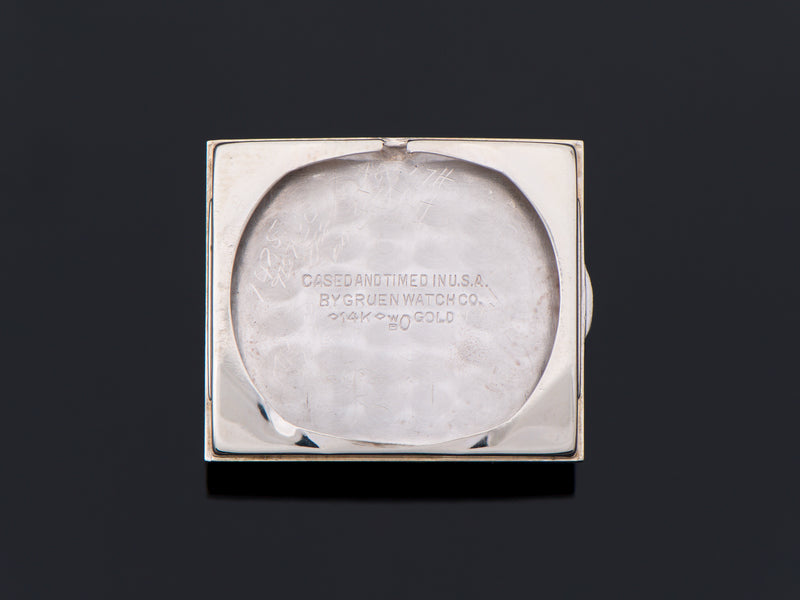 Gruen Curvex Executive 14K White Gold Diamond Dial Inner Watch Case Back