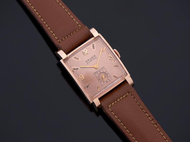 Gruen Curvex Prince 14K Rose Gold Watch