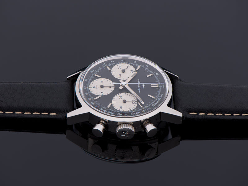 Hamilton 5001 Chronograph Reverse Panda Valjoux 7736 Triple Register Watch