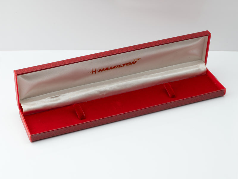 Hamilton Long Flat Red Faux Leather Box Circa 1970s to 80s