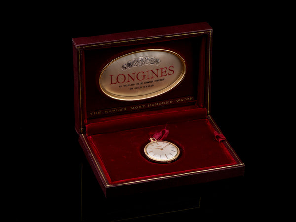 Longines 14K Gold Pocket Watch / Pendant Watch & Box NOS