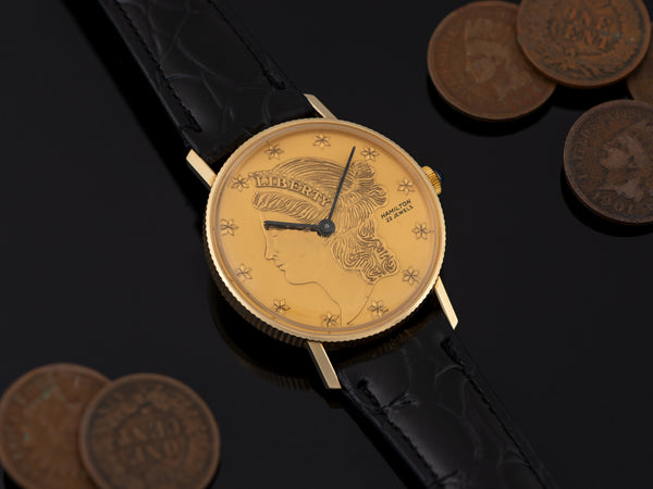 Hamilton 14K Gold Liberty Coin Watch