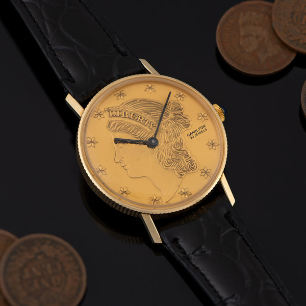 Hamilton 14K Gold Liberty Coin Watch Unwind In Time