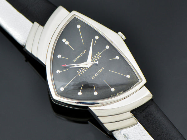 Hamilton Electric 14K White Gold Ventura Watch With Original Black Dial | Vintage