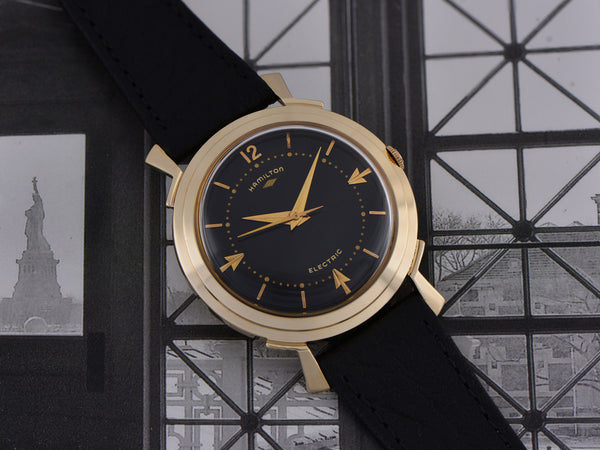 Hamilton Electric Van Horn 14K Black Dial Watch