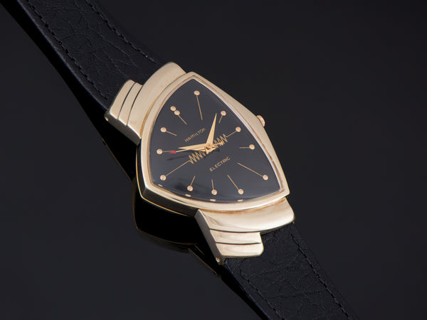 Hamilton Electric Ventura 14K Gold Black Dial Watch