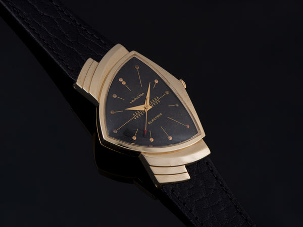 Hamilton Electric Ventura 14K Gold Black Dial Watch