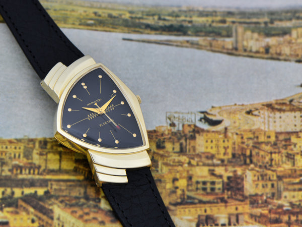 Hamilton Electric Ventura 14K Gold Black Dial Watch