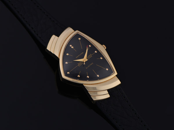 Hamilton Electric Ventura 14K Gold Black Dial Watch