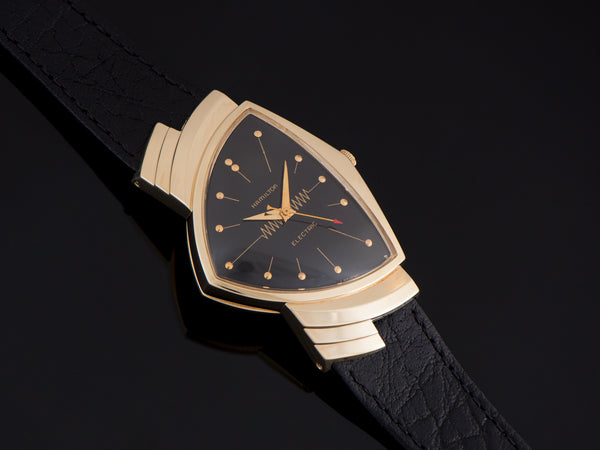 Hamilton Electric Ventura 14K Gold Black Dial Watch