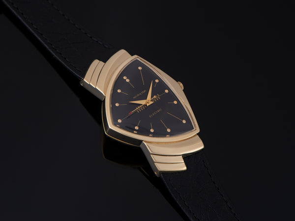 Hamilton Electric Ventura 14K Gold Black Dial Watch