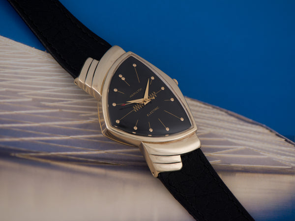 Hamilton Electric Ventura 14K Gold Black Dial Watch