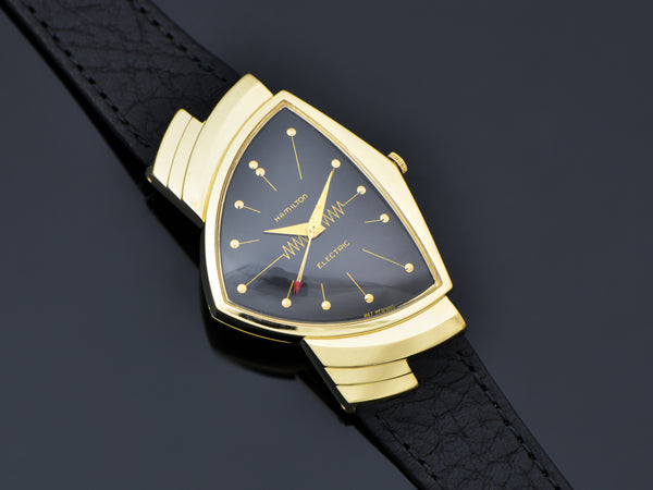 Hamilton Electric Ventura 14K Gold Black Dial Watch