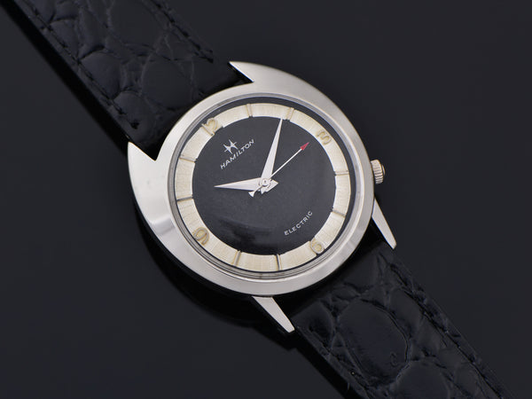 Hamilton Electric Saturn White Gold Filled Original Black Dial Watch