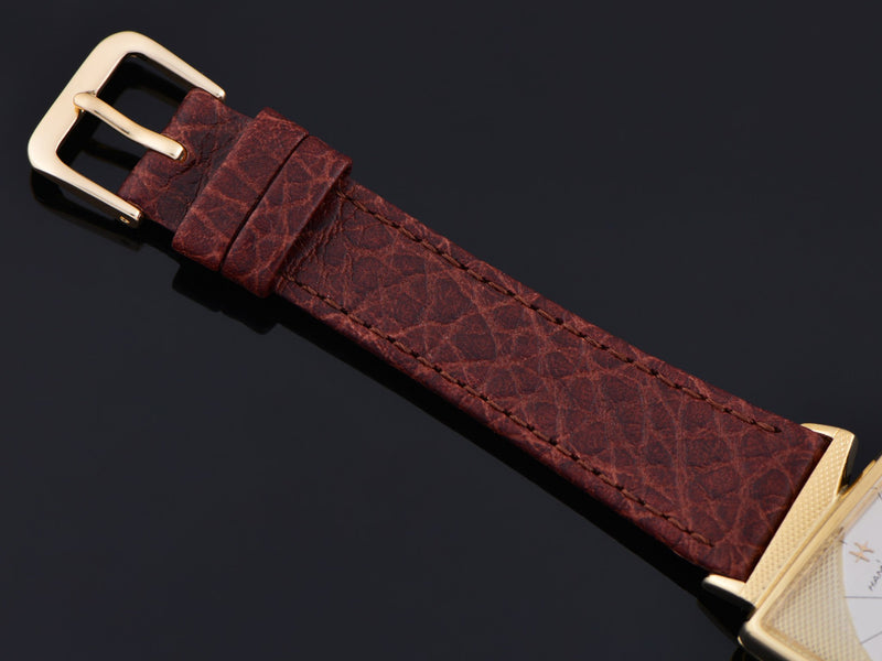 New Genuine Leather Brown Calf Watch Band with Matching Gold Tone Buckle