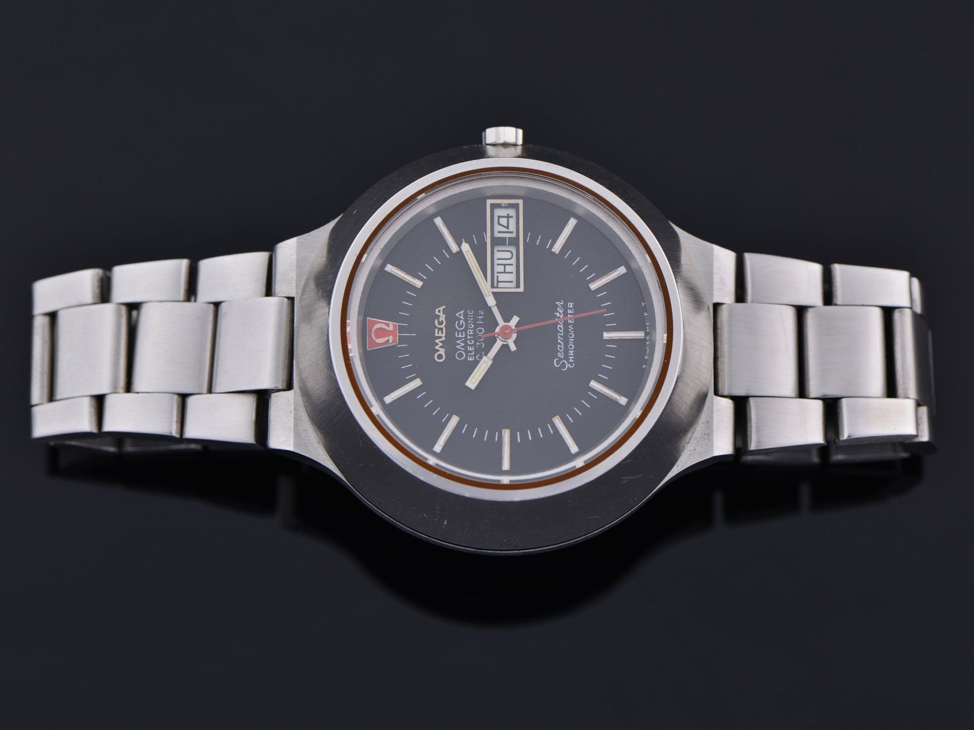 Omega Steel Constellation Chronometer f300 Cone Tuning Fork Watch Bracelet Unwind In Time