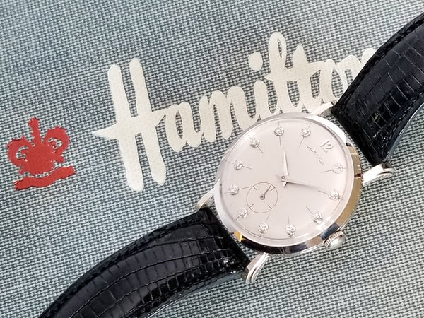 Hamilton Bradford "B" 14K White Gold Diamond Dial Watch