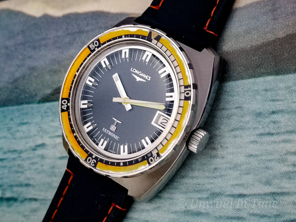 Longines Ultronic Dive Watch Orange Bezel Steel