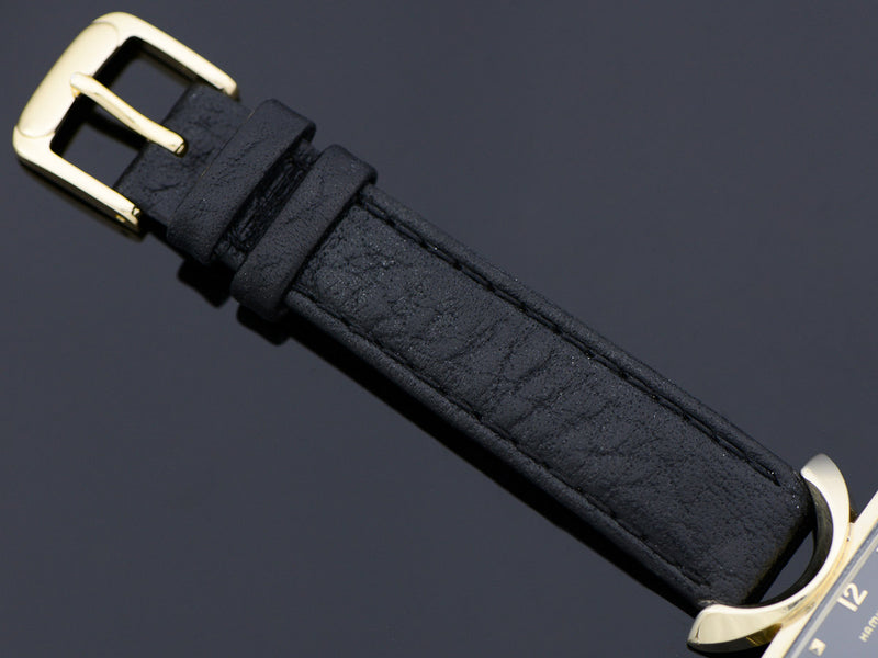 New Genuine Leather Black Band with matching gold tone buckle